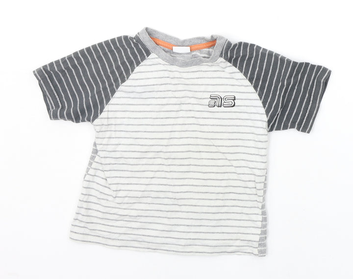 ETHAUSTIN Boys Grey Striped  Basic T-Shirt Size 3-4 Years