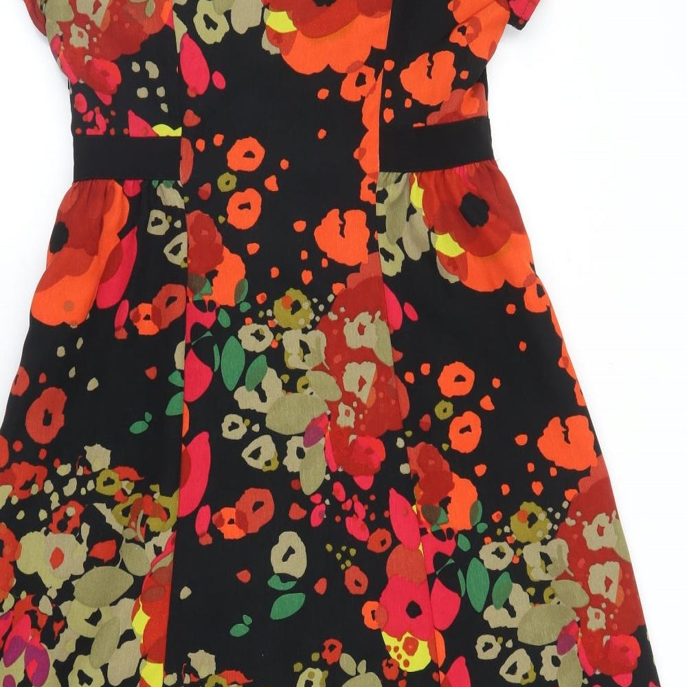 M&S Womens Black Floral  A-Line  Size 10