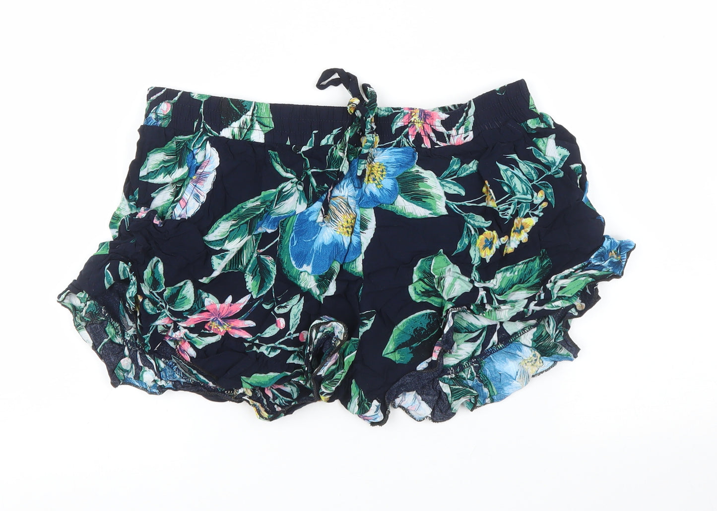 Preworn Womens Blue Floral  Cut-Off Shorts Size XL