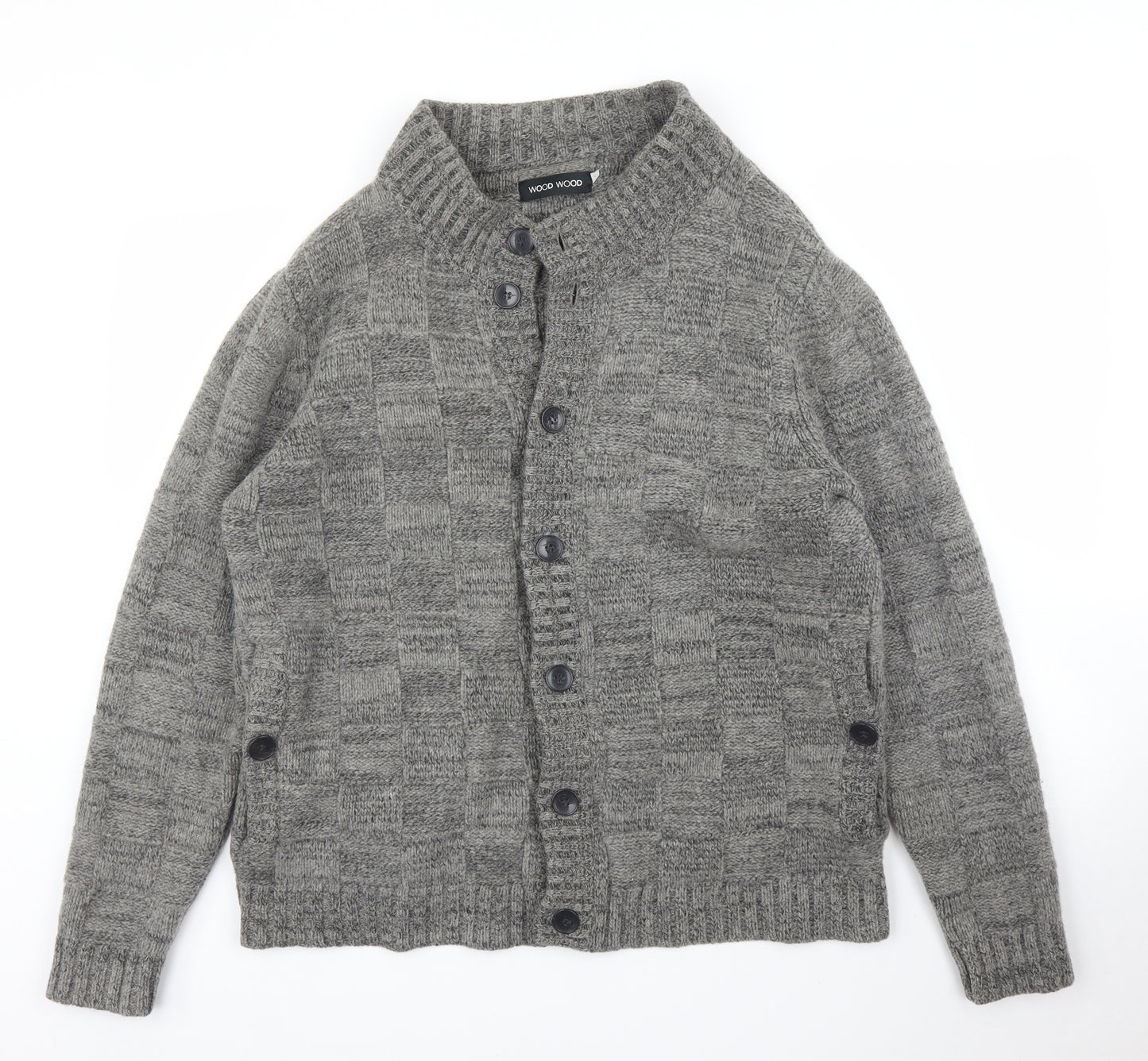 Wood Wood Mens Grey   Cardigan Jumper Size L