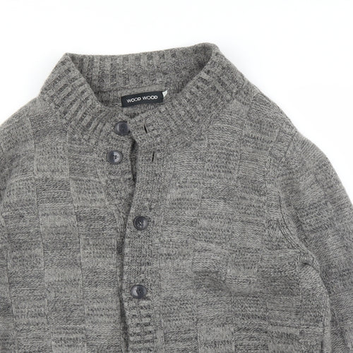 Wood Wood Mens Grey   Cardigan Jumper Size L