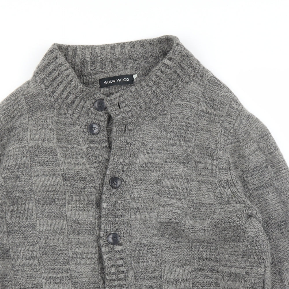 Wood Wood Mens Grey   Cardigan Jumper Size L
