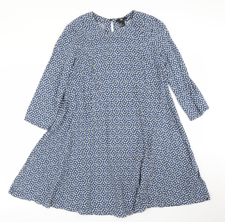 H&M Womens Blue Floral  A-Line  Size 10