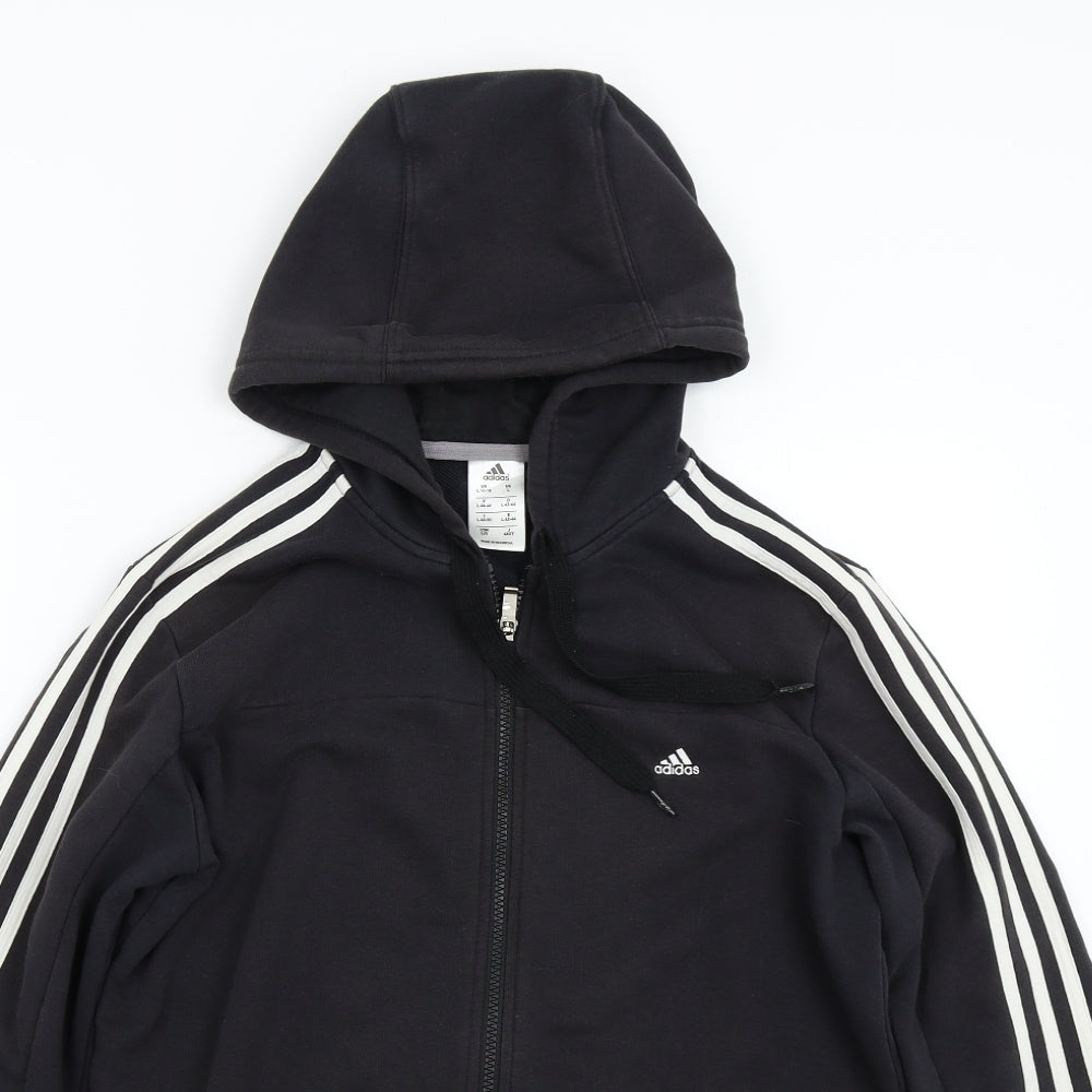 adidas Boys Black   Full Zip Hoodie Size 16 Years