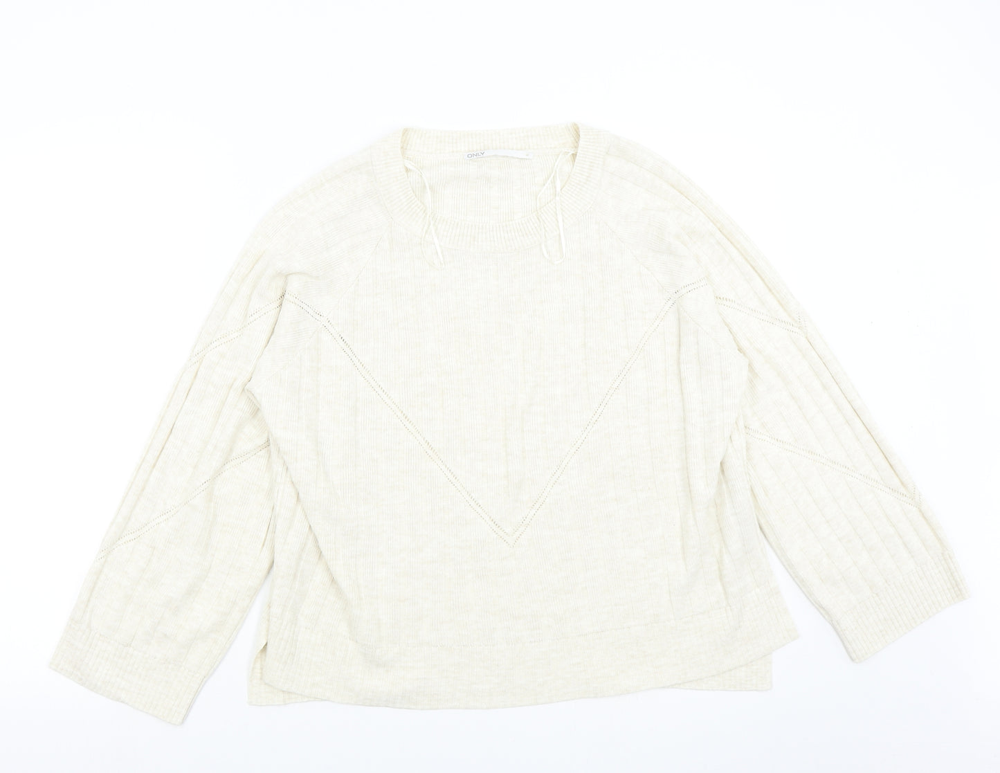 Only Womens Beige  Knit Pullover Jumper Size M