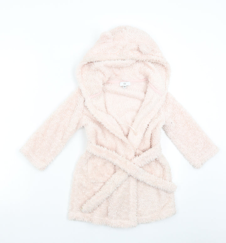 La Redoute Girls Pink Solid Fleece Gown Size 4 Years