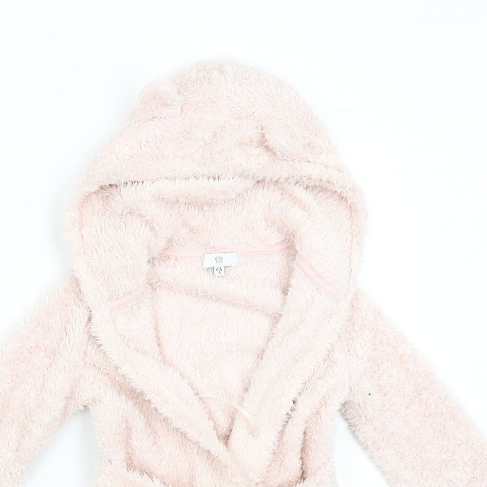 La Redoute Girls Pink Solid Fleece  Gown Size 4 Years