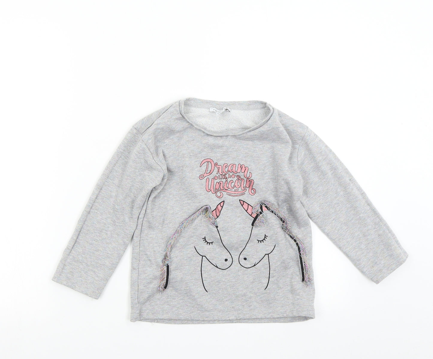 Primark Girls Grey   Pullover Sweatshirt Size 6-7 Years  - Unicorn