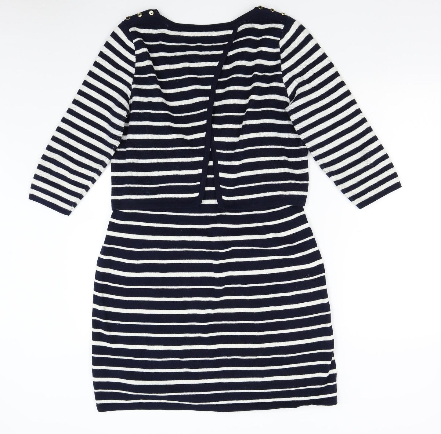 Per Una Womens Blue Striped Knit Jumper Dress  Size 14