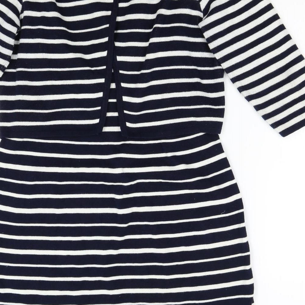 Per Una Womens Blue Striped Knit Jumper Dress  Size 14