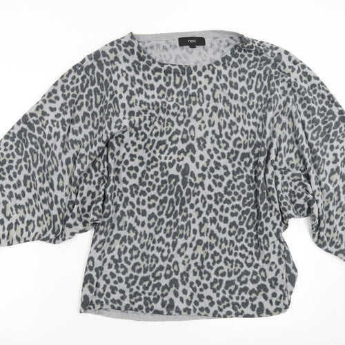 NEXT Womens Grey Animal Print Knit Pullover Jumper Size M