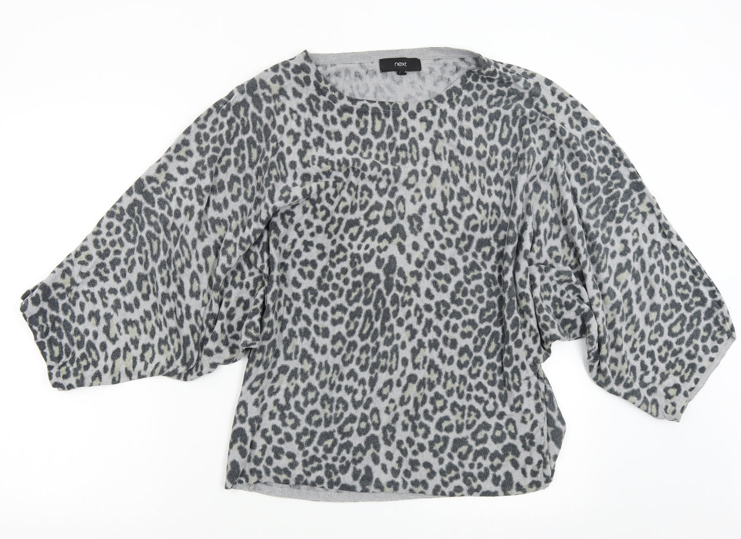 NEXT Womens Grey Animal Print Knit Pullover Jumper Size M