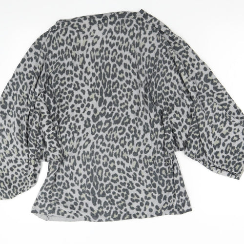 NEXT Womens Grey Animal Print Knit Pullover Jumper Size M