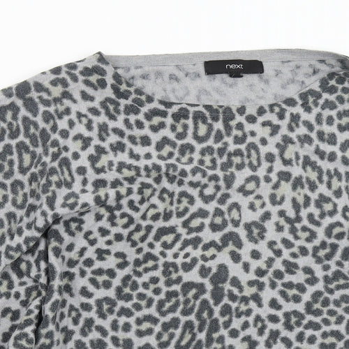NEXT Womens Grey Animal Print Knit Pullover Jumper Size M