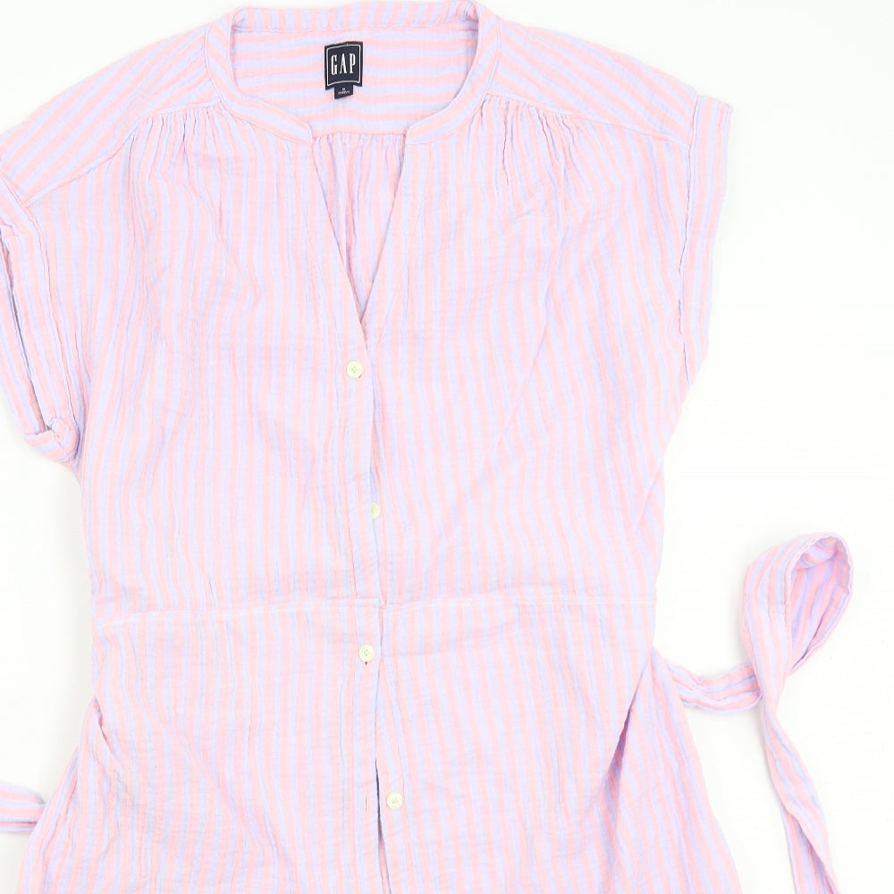 Gap Womens Pink Striped  Shirt Dress  Size M