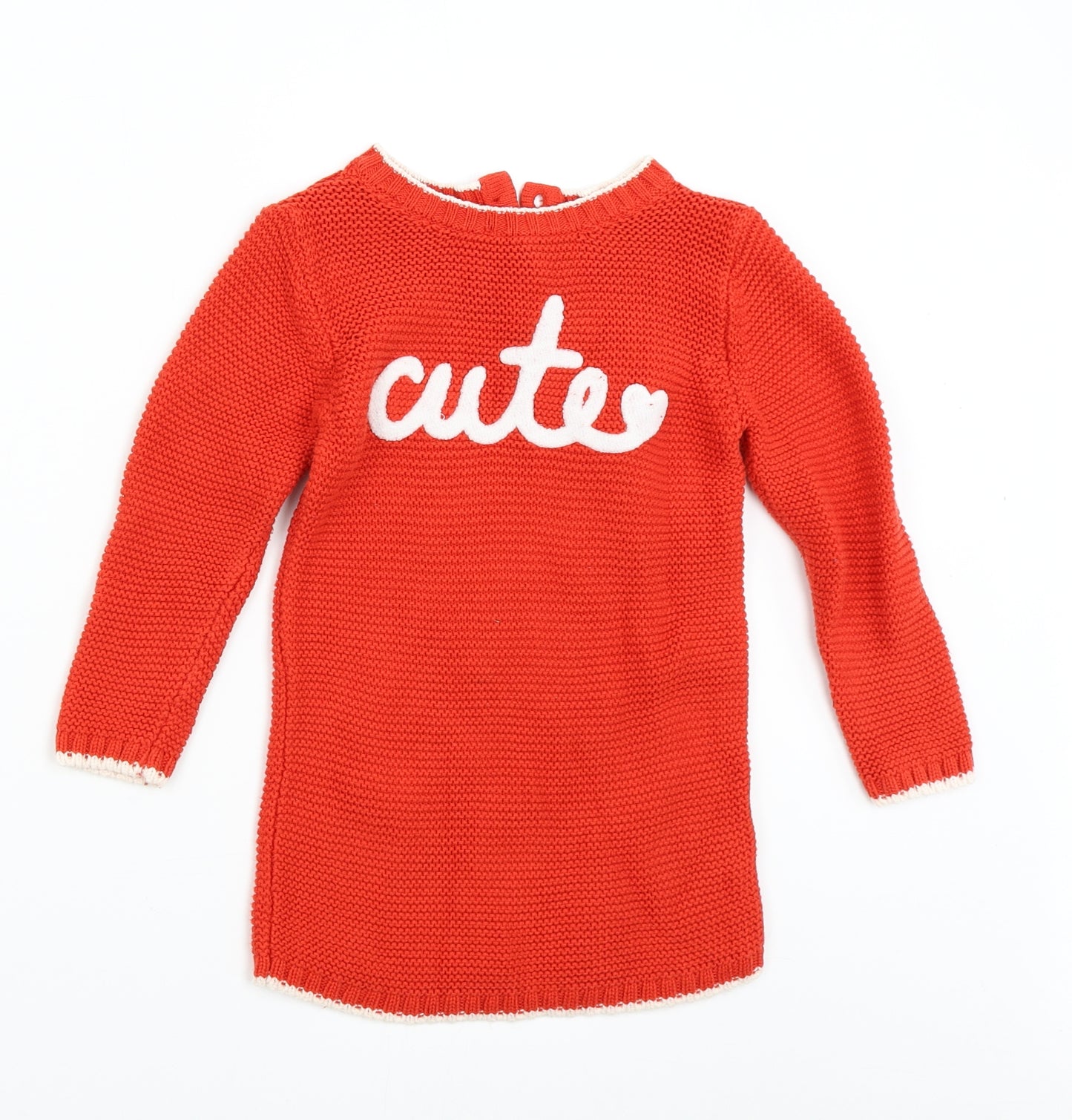Mothercare Girls Red  Knit Jumper Dress  Size 4-5 Years  - Cute