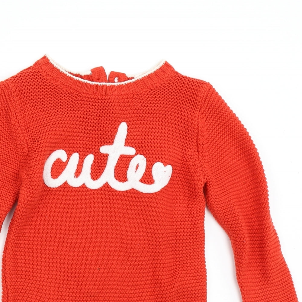 Mothercare Girls Red  Knit Jumper Dress  Size 4-5 Years  - Cute