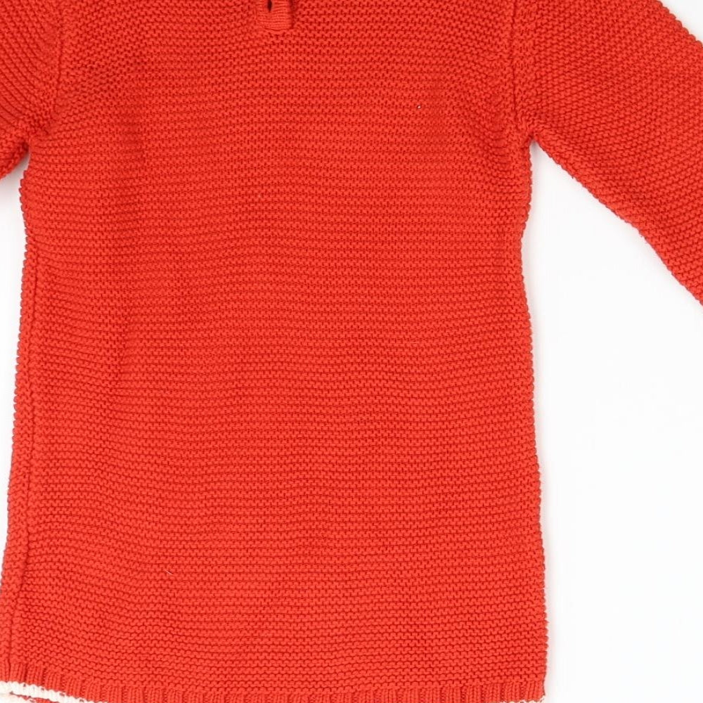 Mothercare Girls Red  Knit Jumper Dress  Size 4-5 Years  - Cute