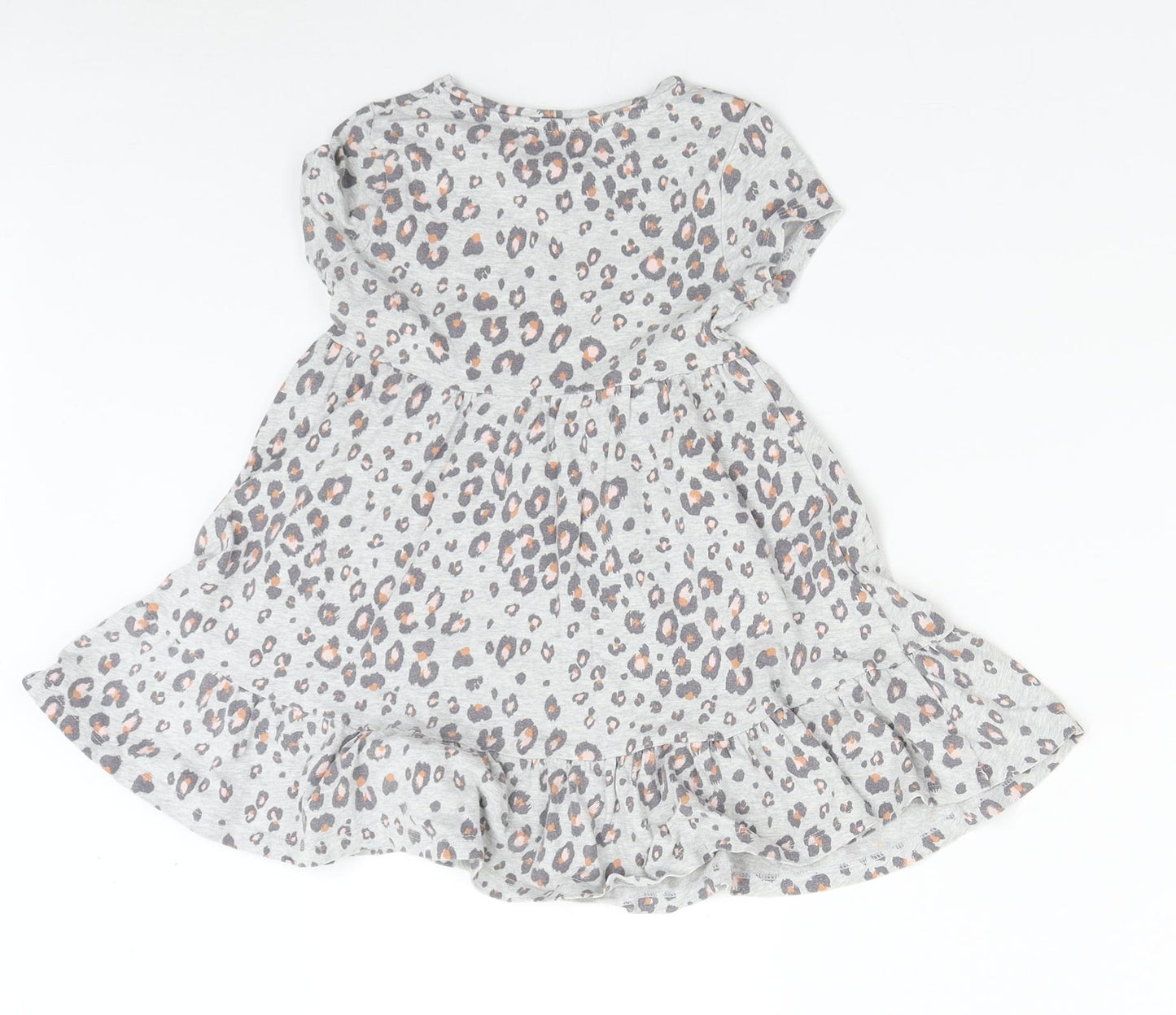 F&F Girls Grey Animal Print  T-Shirt Dress  Size 3-4 Years