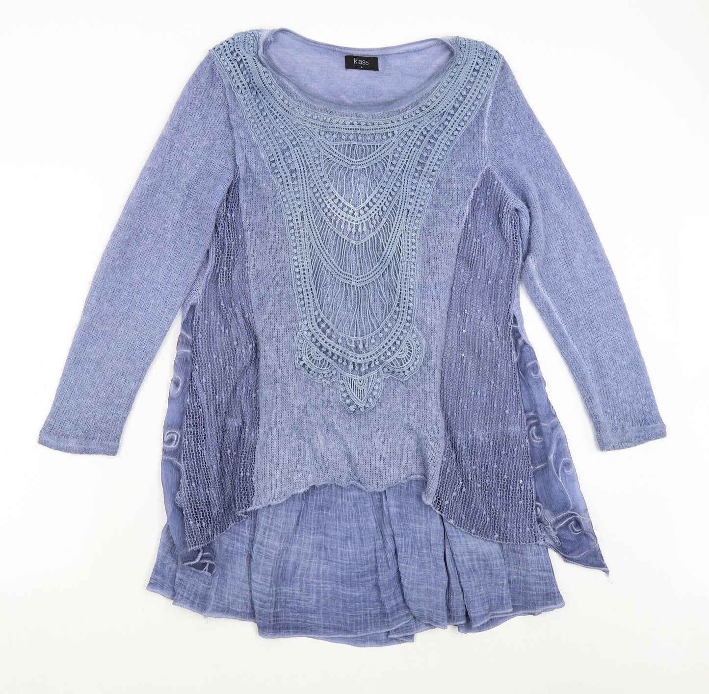 Klass Womens Blue  Knit Jumper Dress  Size L