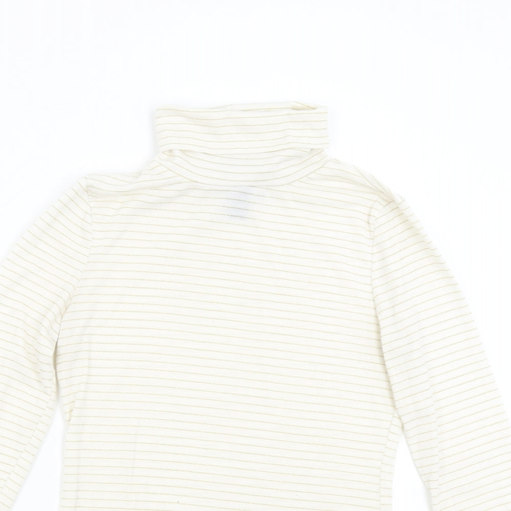 H&M Womens Beige Striped  Basic T-Shirt Size S