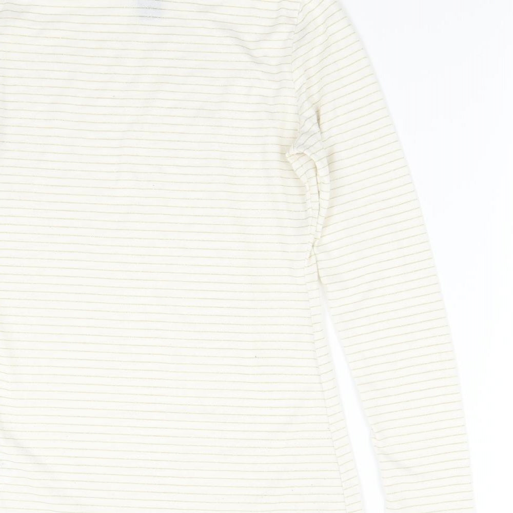 H&M Womens Beige Striped  Basic T-Shirt Size S