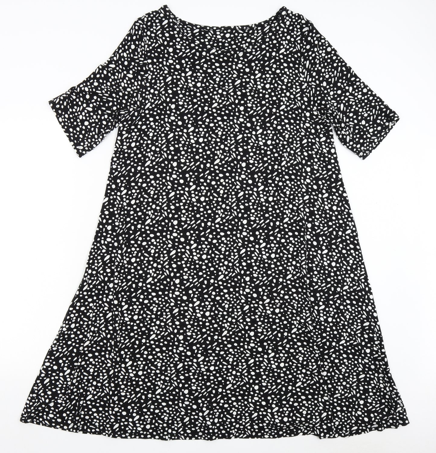 Preworn Womens Black Polka Dot  T-Shirt Dress  Size 16