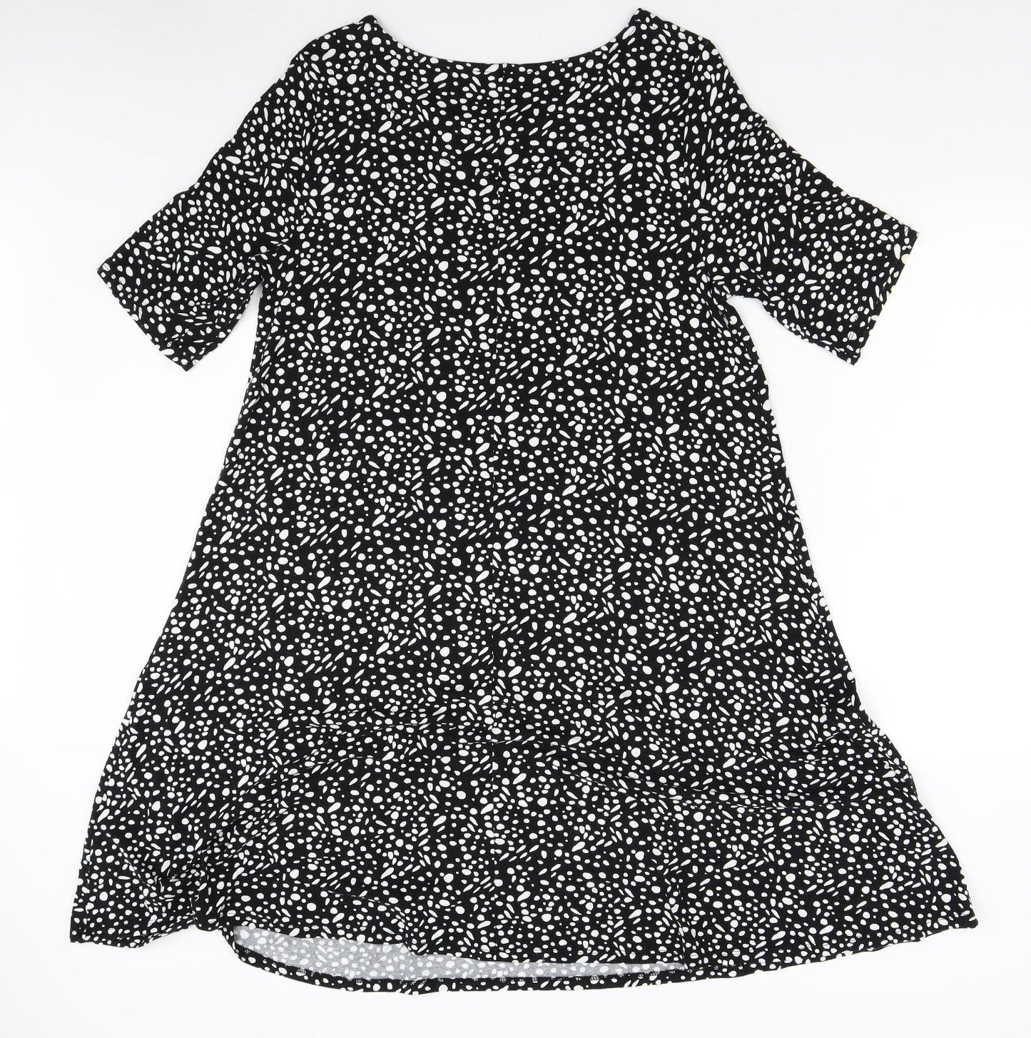 Preworn Womens Black Polka Dot  T-Shirt Dress  Size 16