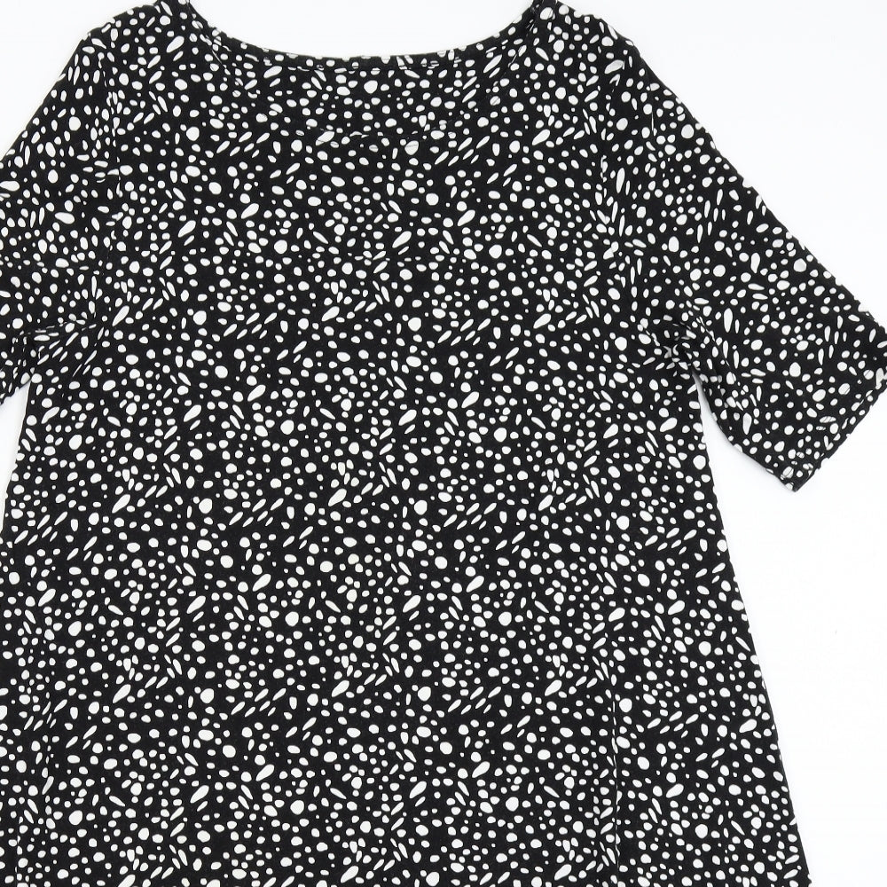 Preworn Womens Black Polka Dot  T-Shirt Dress  Size 16