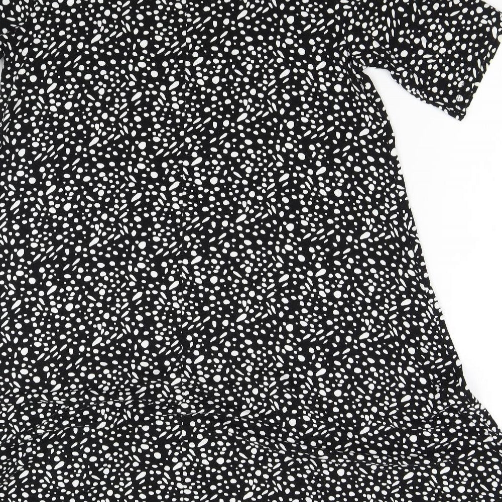 Preworn Womens Black Polka Dot  T-Shirt Dress  Size 16