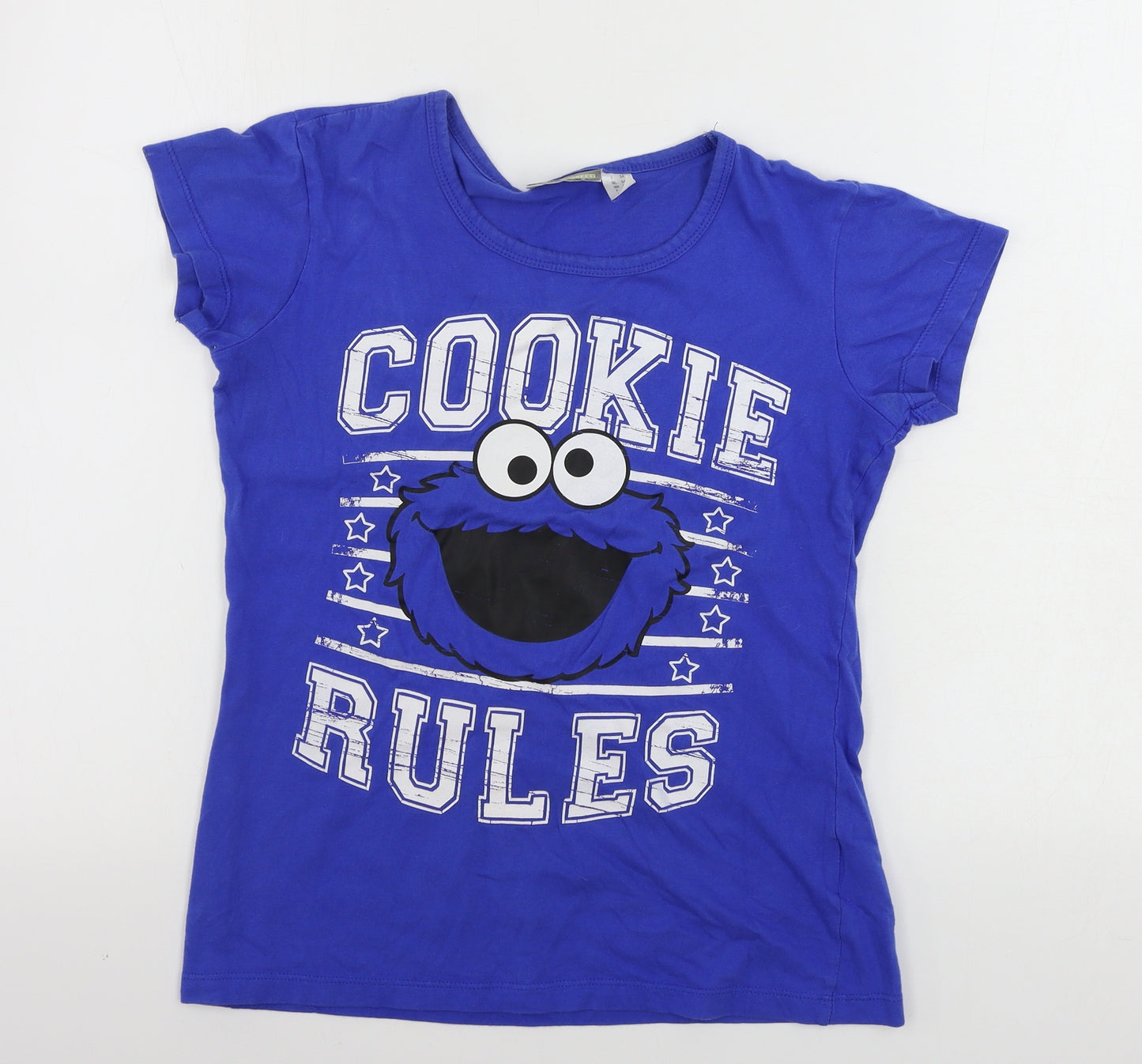 Sesame Street  Womens Blue   Basic T-Shirt Size 8