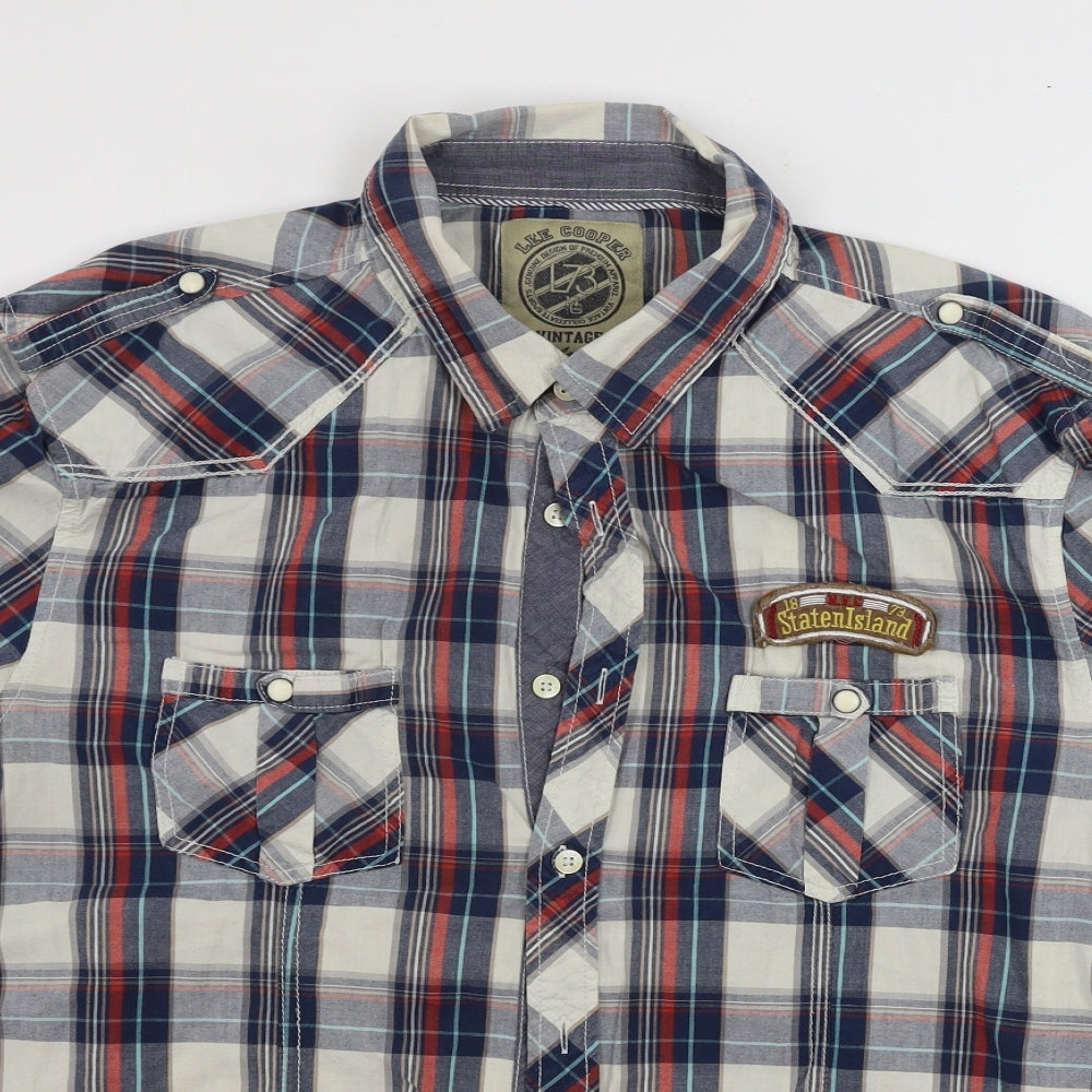 Lee Cooper  Mens White Check   Button-Up Size XL