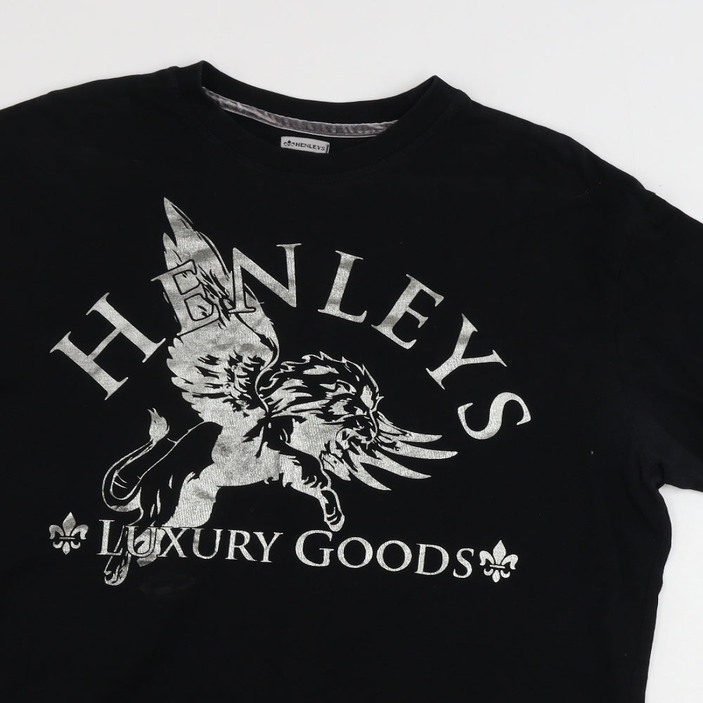 Henleys  Mens Black    T-Shirt Size XL