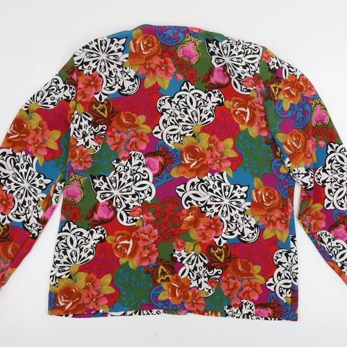 Reldan  Womens Red Floral  Jacket Blazer Size 12