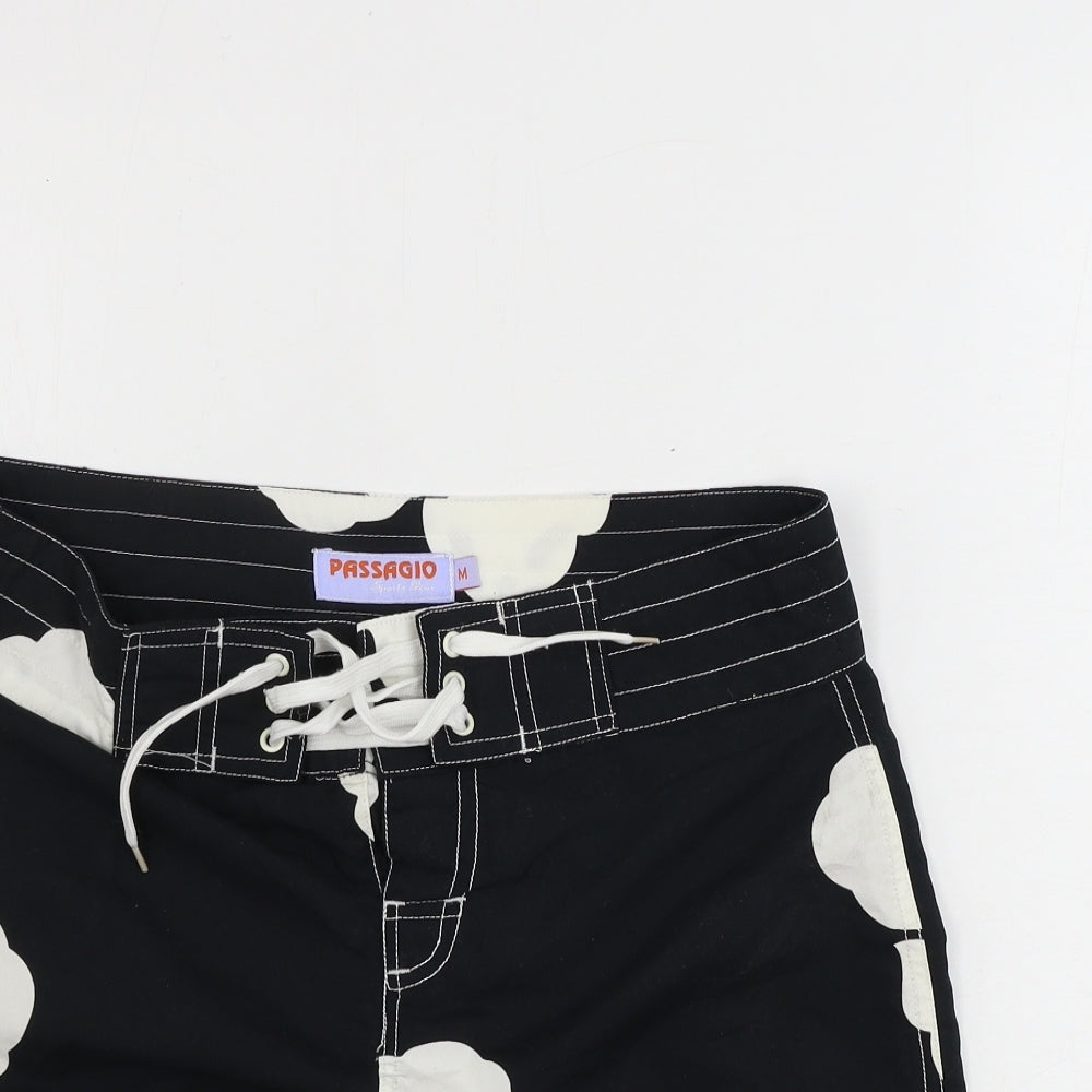 passagio  Womens Black Floral  A-Line Skirt Size M