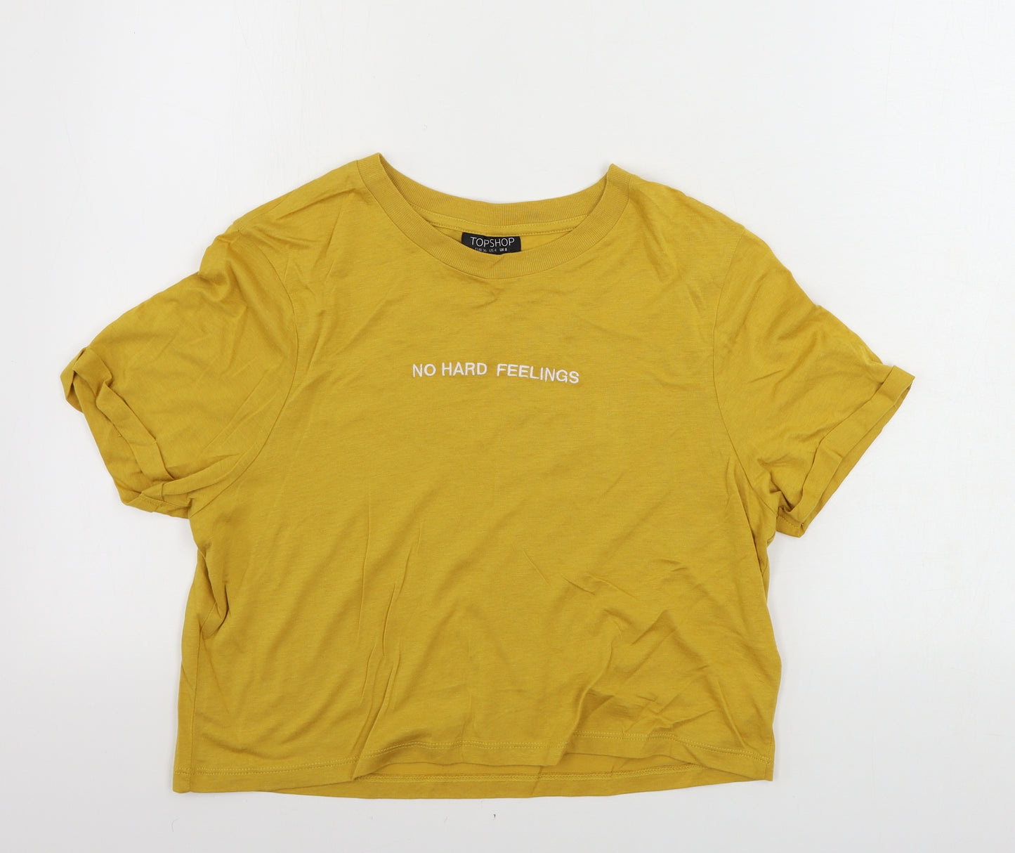 Topshop  Womens Yellow   Cropped T-Shirt Size 8