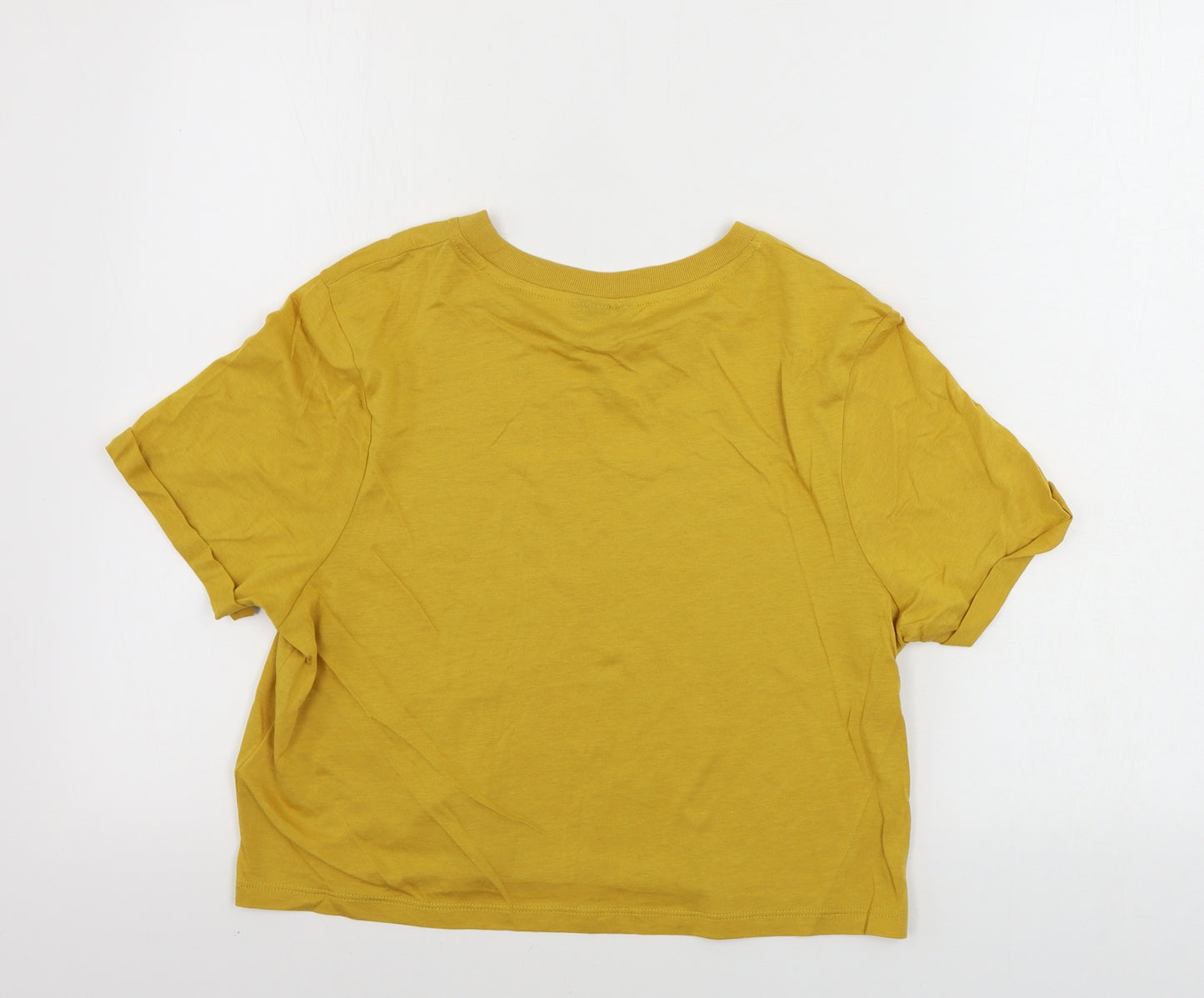 Topshop  Womens Yellow   Cropped T-Shirt Size 8