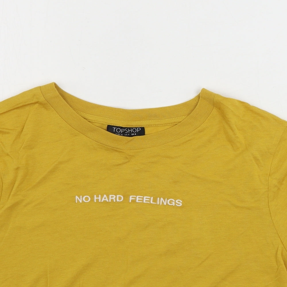 Topshop  Womens Yellow   Cropped T-Shirt Size 8