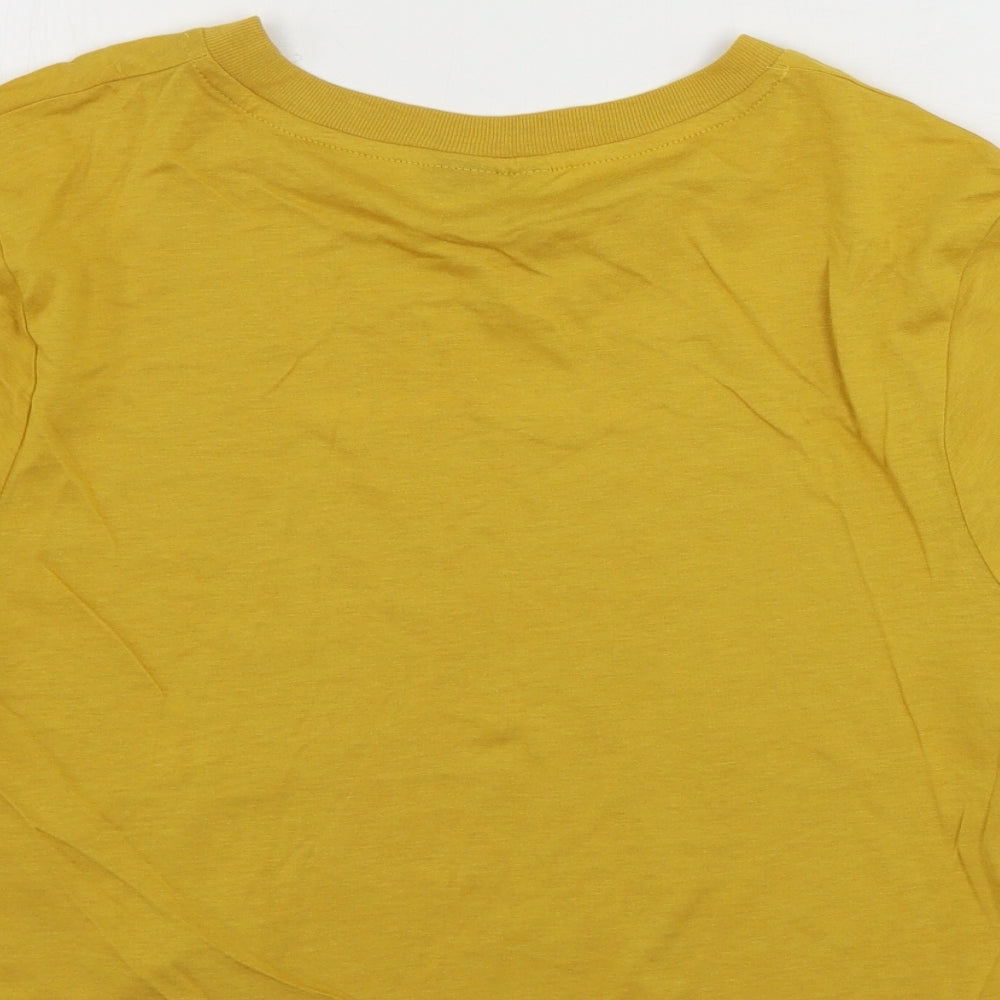 Topshop  Womens Yellow   Cropped T-Shirt Size 8