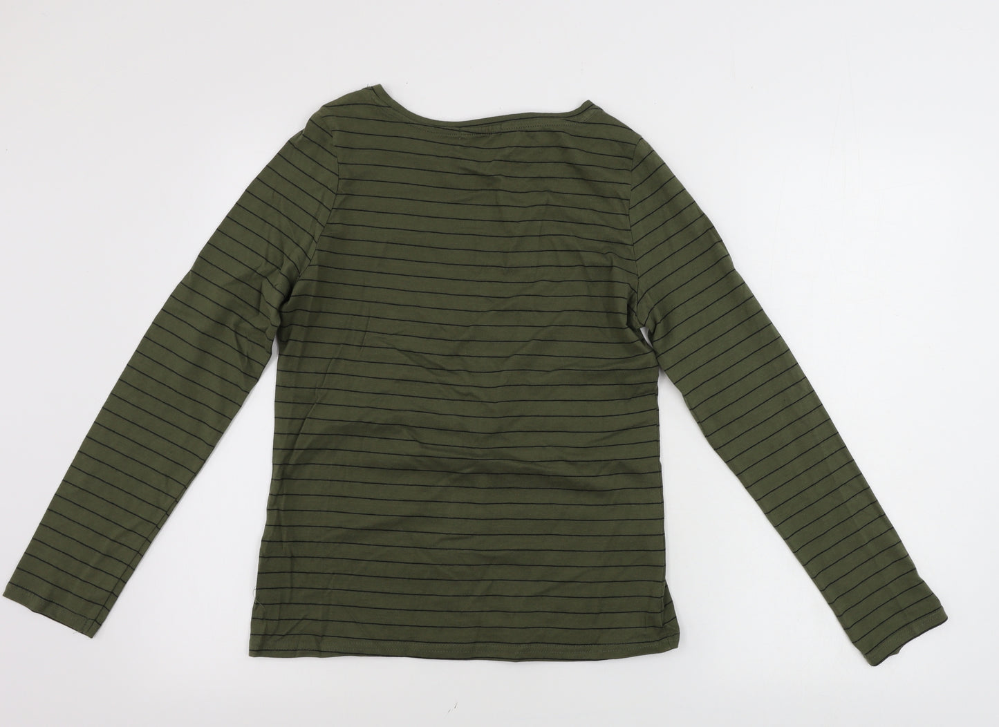 Pep&co      Womens Green Striped  Basic T-Shirt Size 8