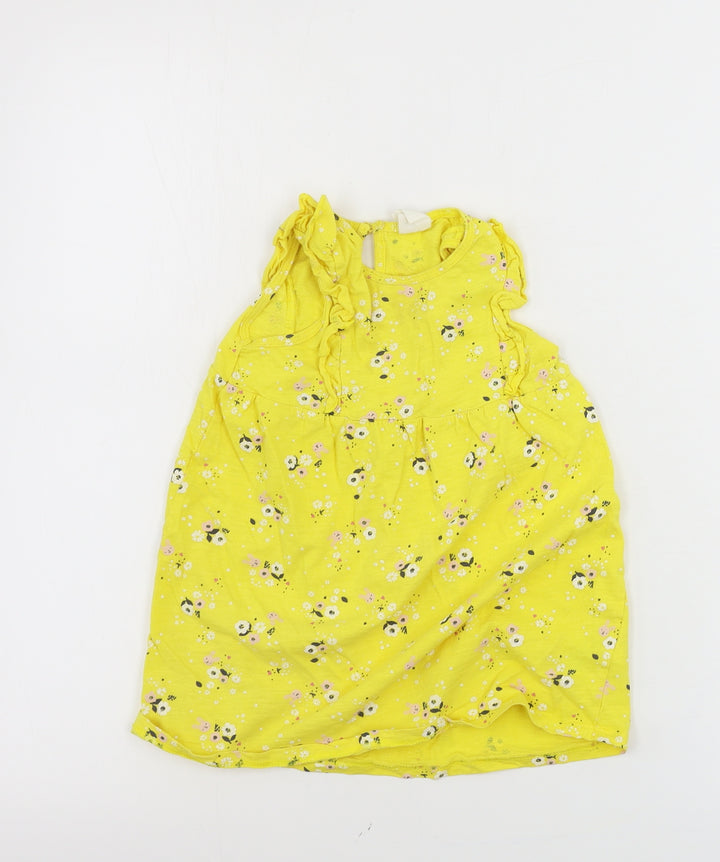 H&M  Girls Yellow Floral  A-Line  Size 12-18 Months