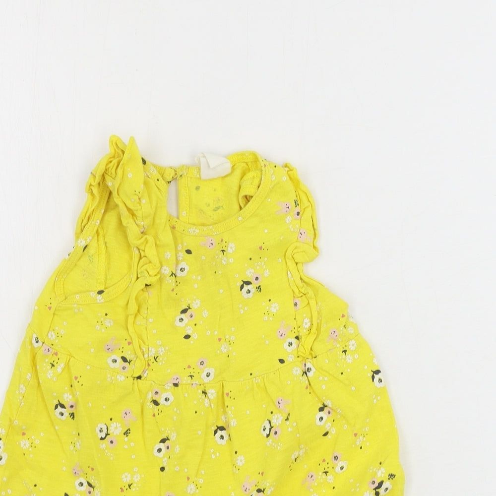 H&M  Girls Yellow Floral  A-Line  Size 12-18 Months