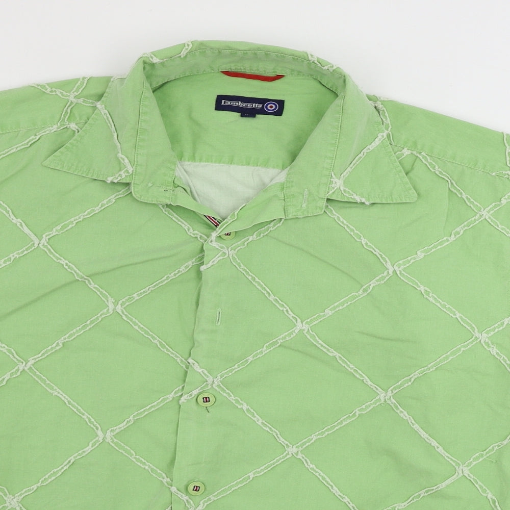 Lambretta  Mens Green Check   Button-Up Size XL
