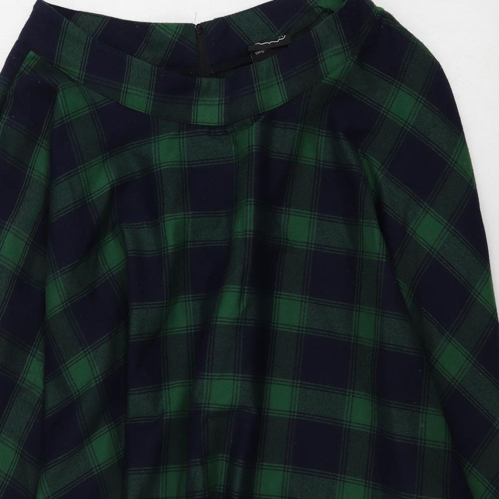 Voodoo Vixen  Womens Blue Check  A-Line Skirt Size L