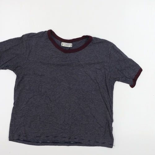 Pull&Bear  Womens Blue Striped  Basic T-Shirt Size M