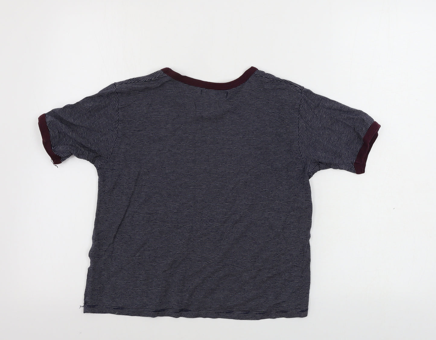 Pull&Bear  Womens Blue Striped  Basic T-Shirt Size M
