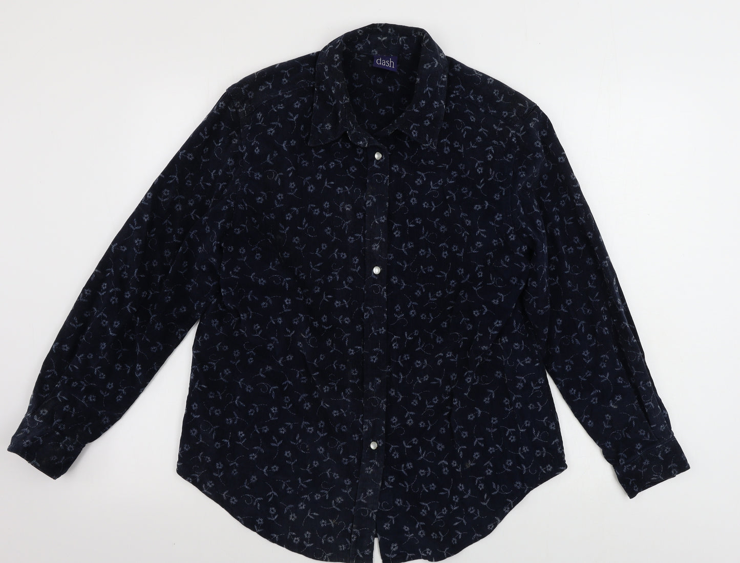 DASH Womens Blue Floral  Basic Button-Up Size 12