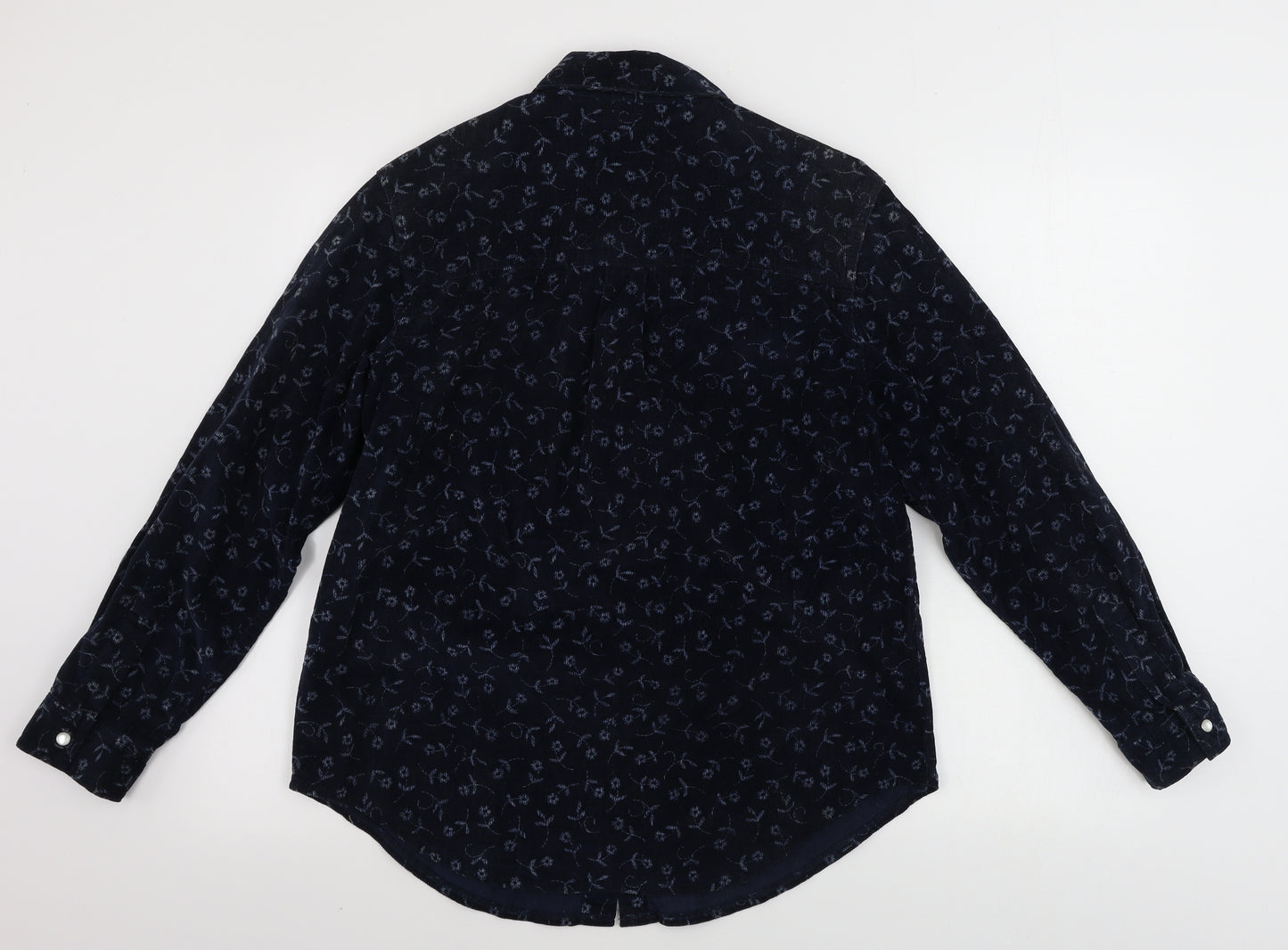 DASH Womens Blue Floral  Basic Button-Up Size 12
