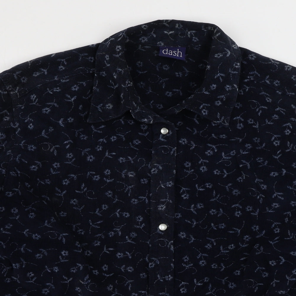 DASH Womens Blue Floral  Basic Button-Up Size 12