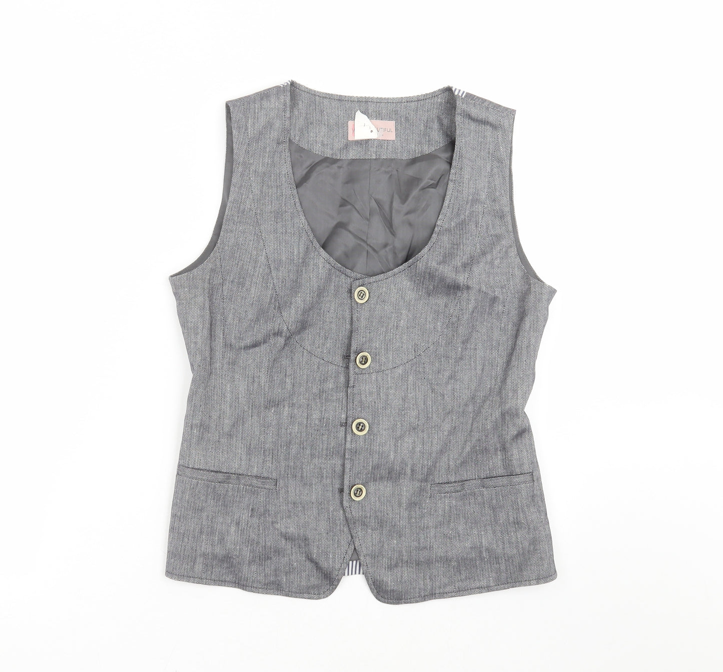 you are beautiful Womens Grey Herringbone  Jacket Suit Waistcoat Size 10